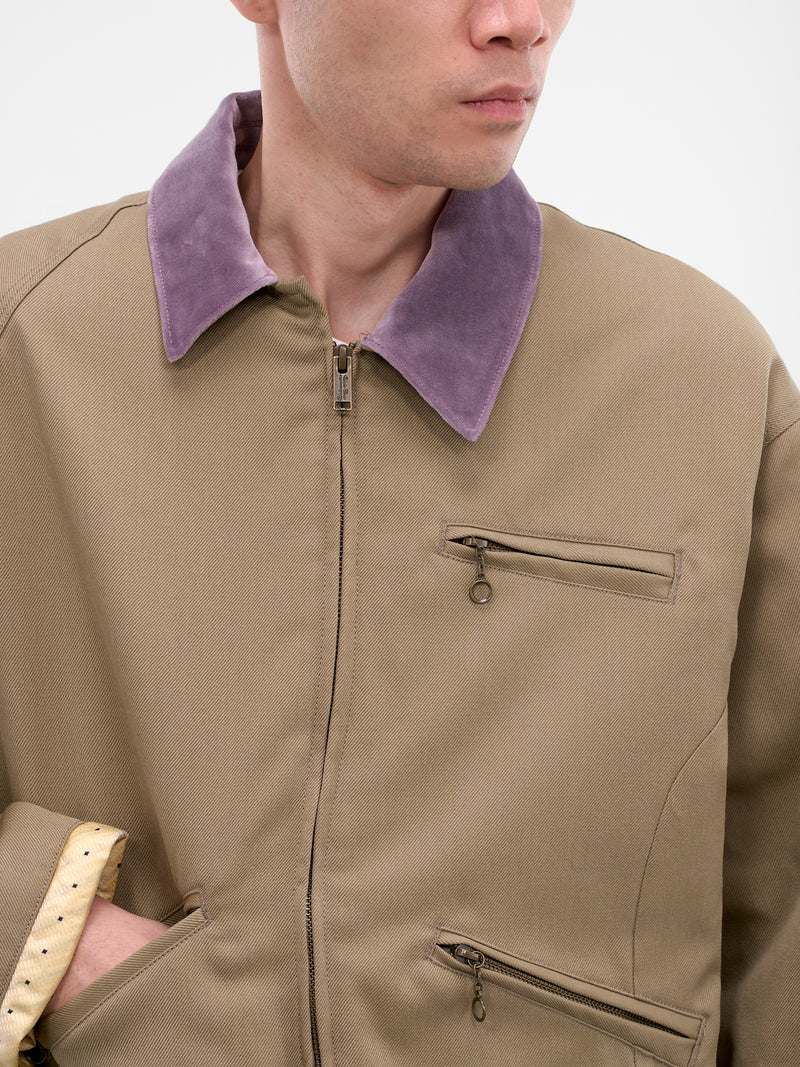 Beige Deconstructed Asymmetric Work Jacket (UC2E1207-GRAY-BEIGE)