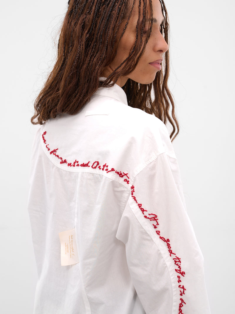 White Asymmetric Button-Up Shirt (UC2E1401-WHITE)