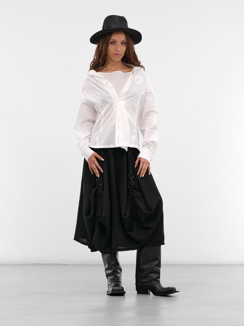 White Asymmetric Button-Up Shirt (UC2E1401-WHITE)