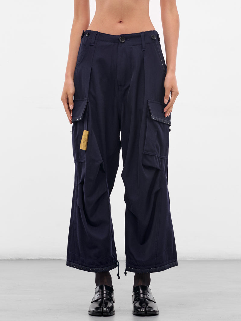 Navy Wool Cropped Cargo Pants (UC2E1512-NAVY)