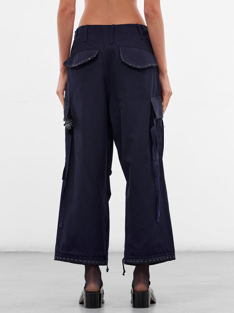 Navy Wool Cropped Cargo Pants (UC2E1512-NAVY)