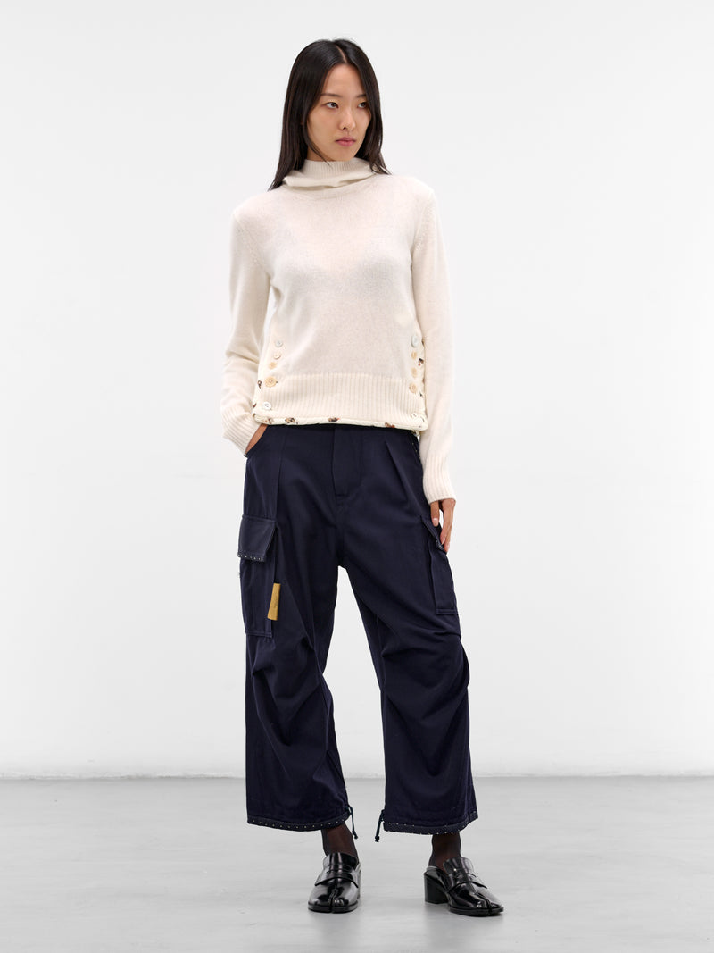 Navy Wool Cropped Cargo Pants (UC2E1512-NAVY)