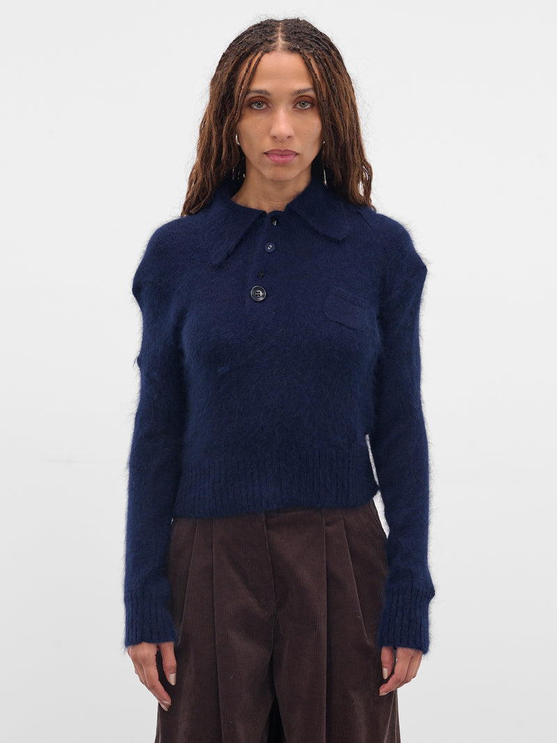 Blue Angora-Nylon Knit Sweater (UC2E1908-BLUE)