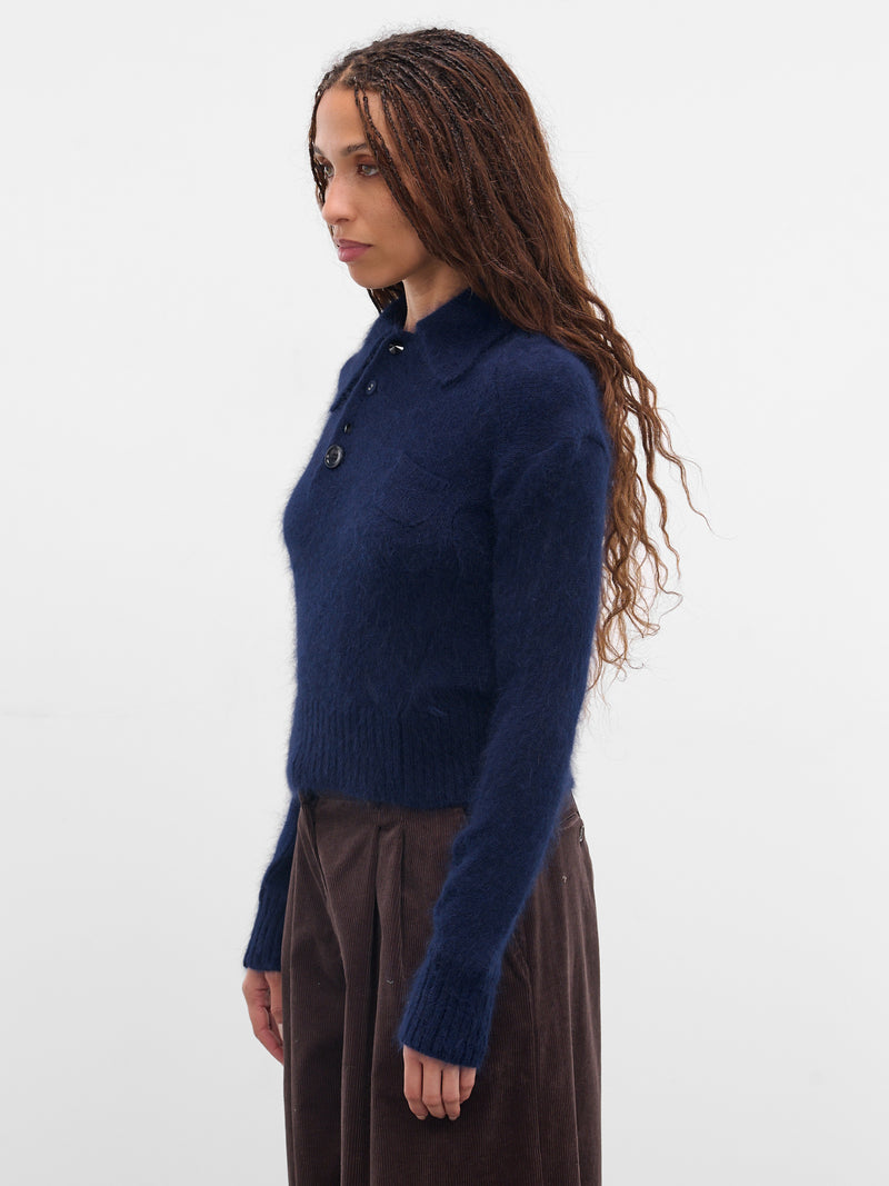 Blue Angora-Nylon Knit Sweater (UC2E1908-BLUE)