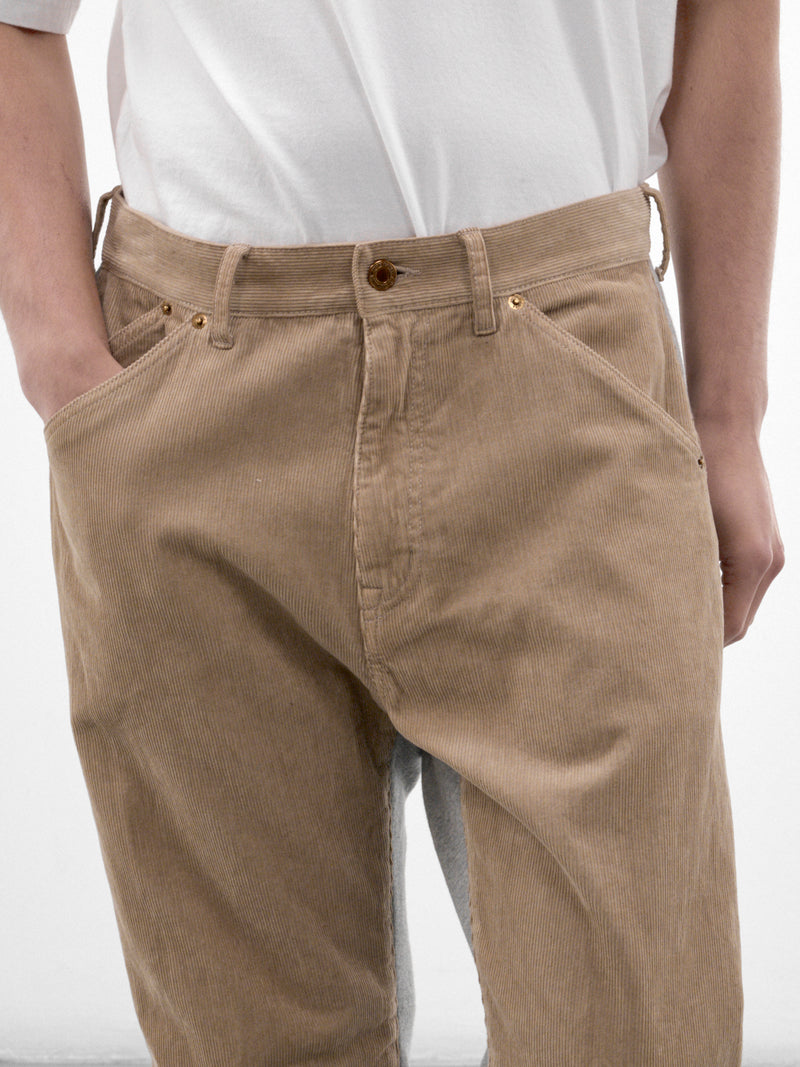 Beige Cotton Corduroy Trousers (UC2F4507-GRAY-BEIGE)