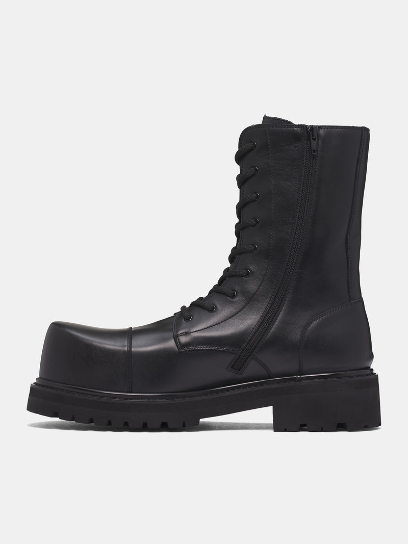 Black Stomp Combat Boots (UH76BT800B-BLACK)
