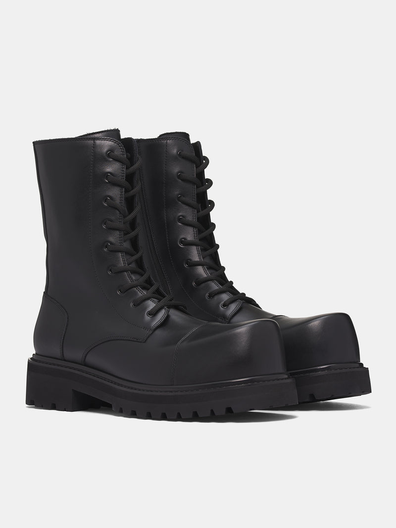 Black Stomp Combat Boots (UH76BT800B-BLACK)