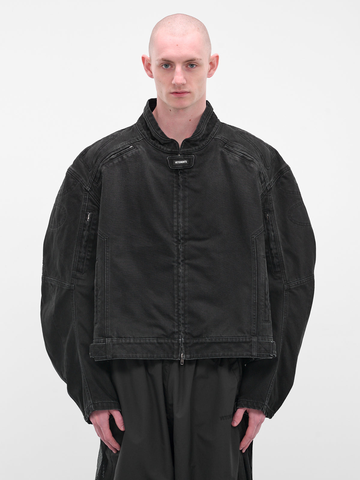 Black Racing Denim Zip Jacket (UH76DJ900B2-VINTAGE-BLACK)