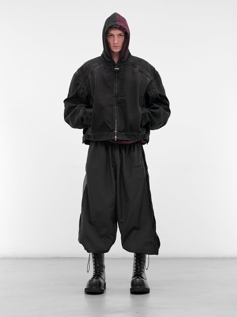 Black Nylon Mesh Panel Sweatpants (UH76GP700B-BLACK)