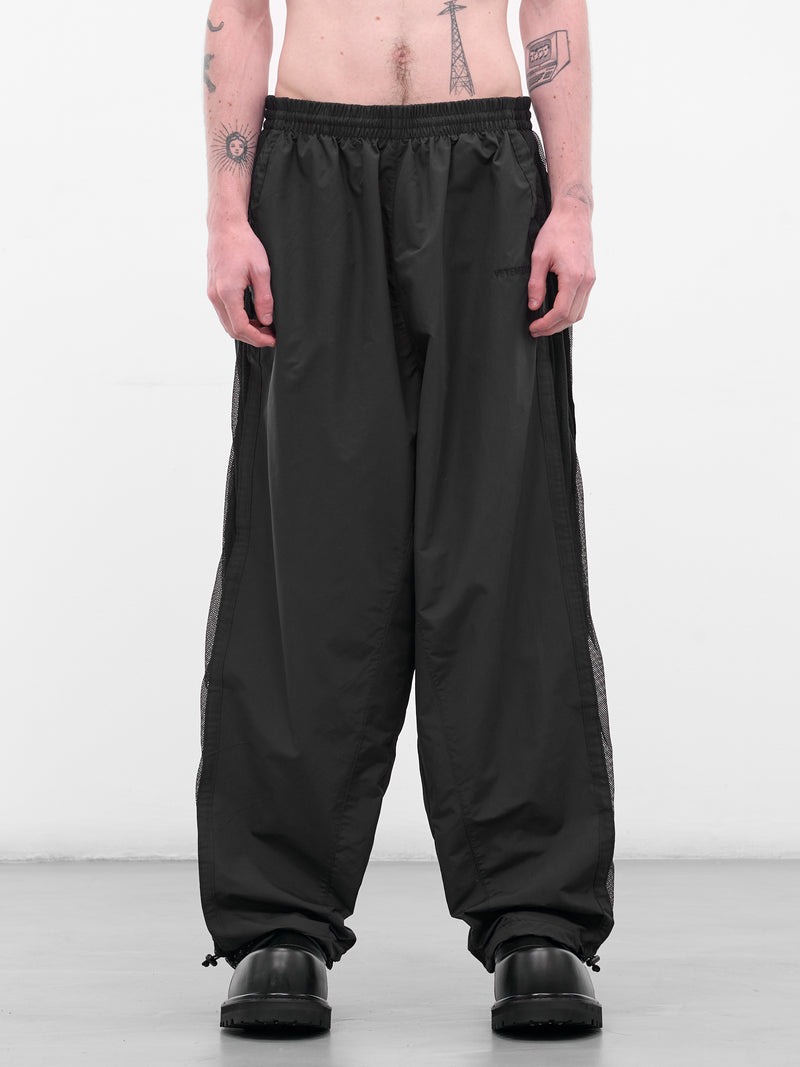 Black Nylon Mesh Panel Sweatpants (UH76GP700B-BLACK)