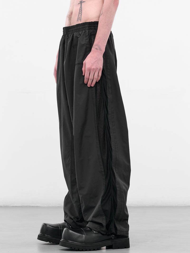 Black Nylon Mesh Panel Sweatpants (UH76GP700B-BLACK)