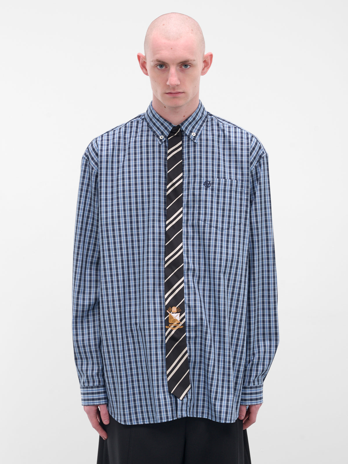 Blue Check Tie Button-Down Shirt (UH76SH280CN-BLUE-CHECK)