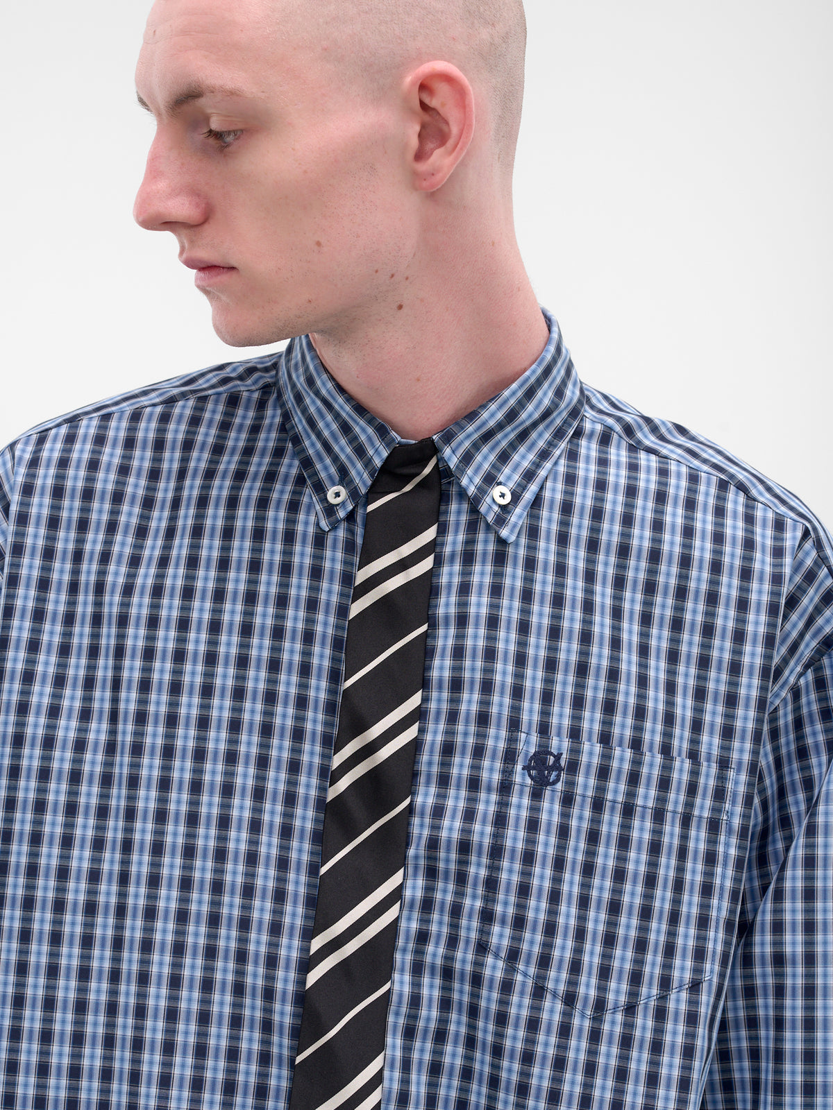 Blue Check Tie Button-Down Shirt (UH76SH280CN-BLUE-CHECK)