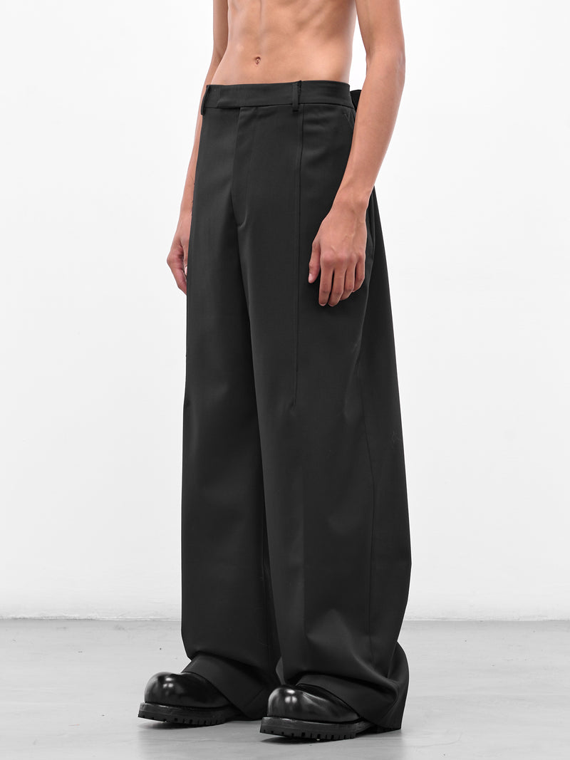 Black Cut Baggy Tailored Pants (UH76TP350B-BLACK)