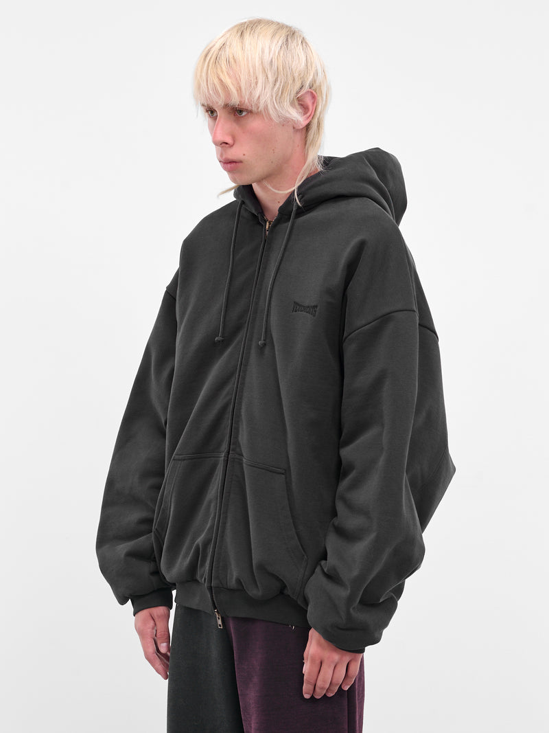 Black Boxing Logo Oversized Hoodie (UH76ZU860B-WASHED-BLACK)