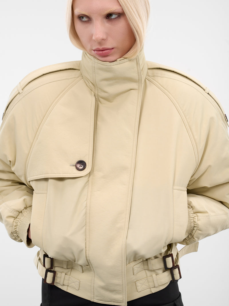Beige Regenerated Gabardine Bomber Jacket (UJA069ADWOV0090-LIGHT-BEIGE)