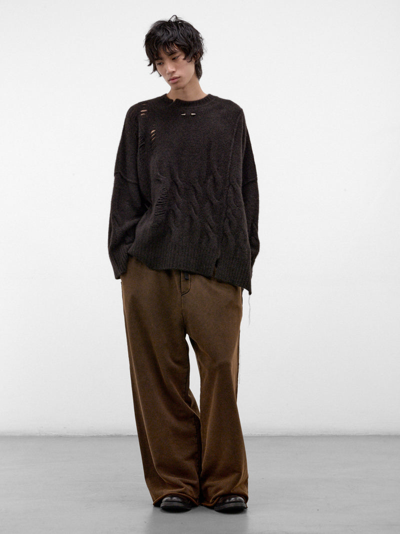 Brown Wool-Yak Distressed Sweater (UK01F26-BROWN)