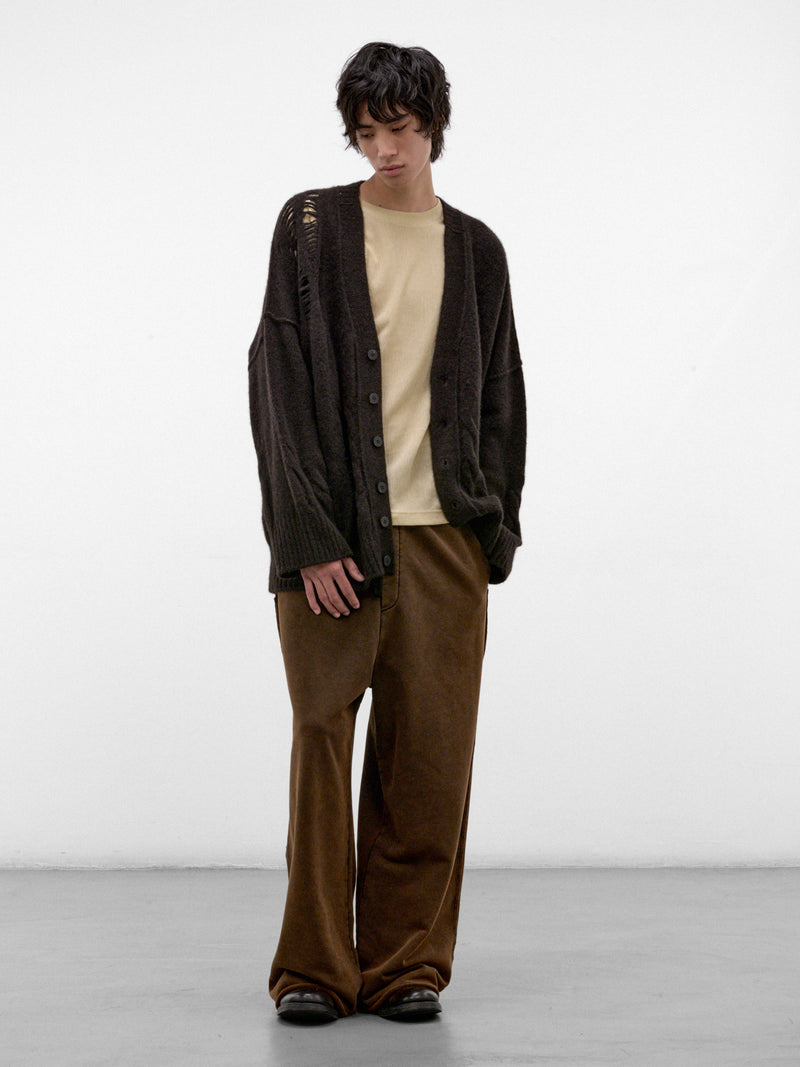 Brown Wool-Yak Distressed Cardigan (UK02F26-BROWN)