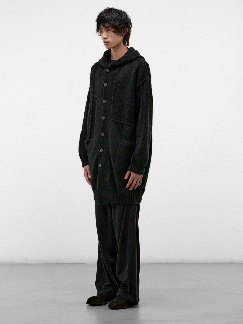 Black Wool-Yak Hooded Coat (UK07F26-BLACK)