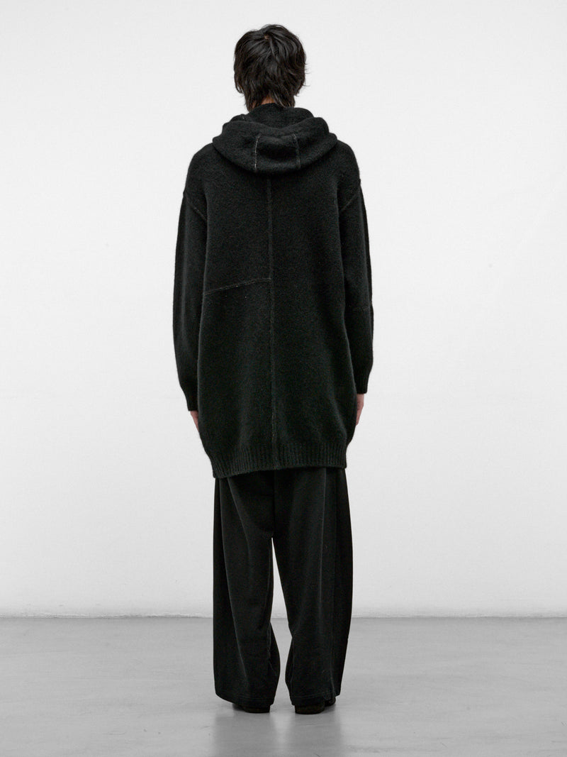 Black Wool-Yak Hooded Coat (UK07F26-BLACK)