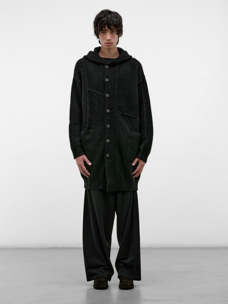 Black Wool-Yak Hooded Coat (UK07F26-BLACK)