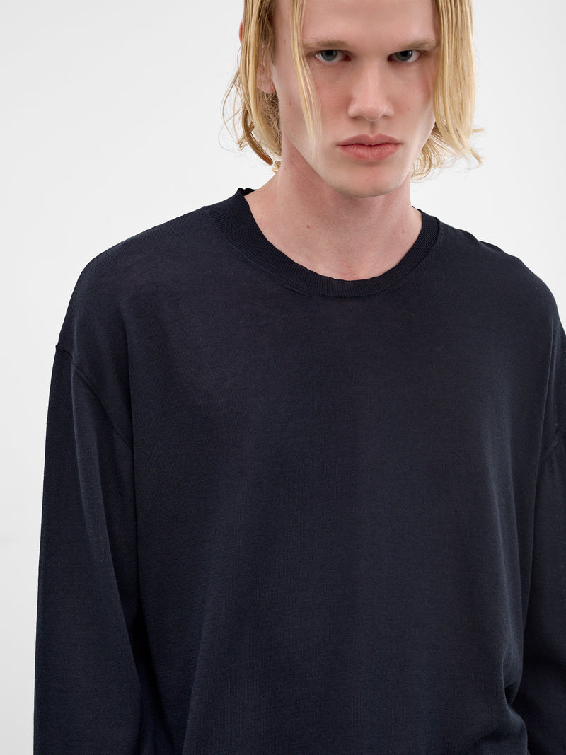 Asymmetric Cotton-Silk Long Sleeve (UK7535-UW300-BLUE)