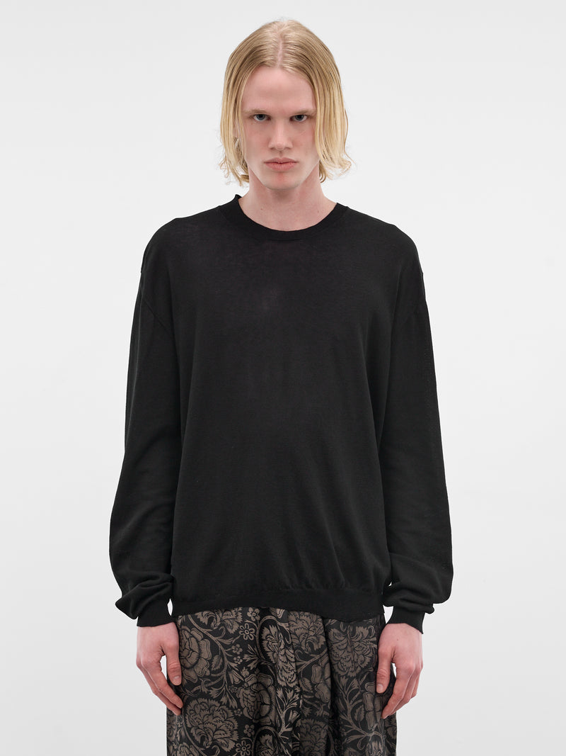 Asymmetric Cotton-Silk Long Sleeve (UK7535-UW900-BLACK)