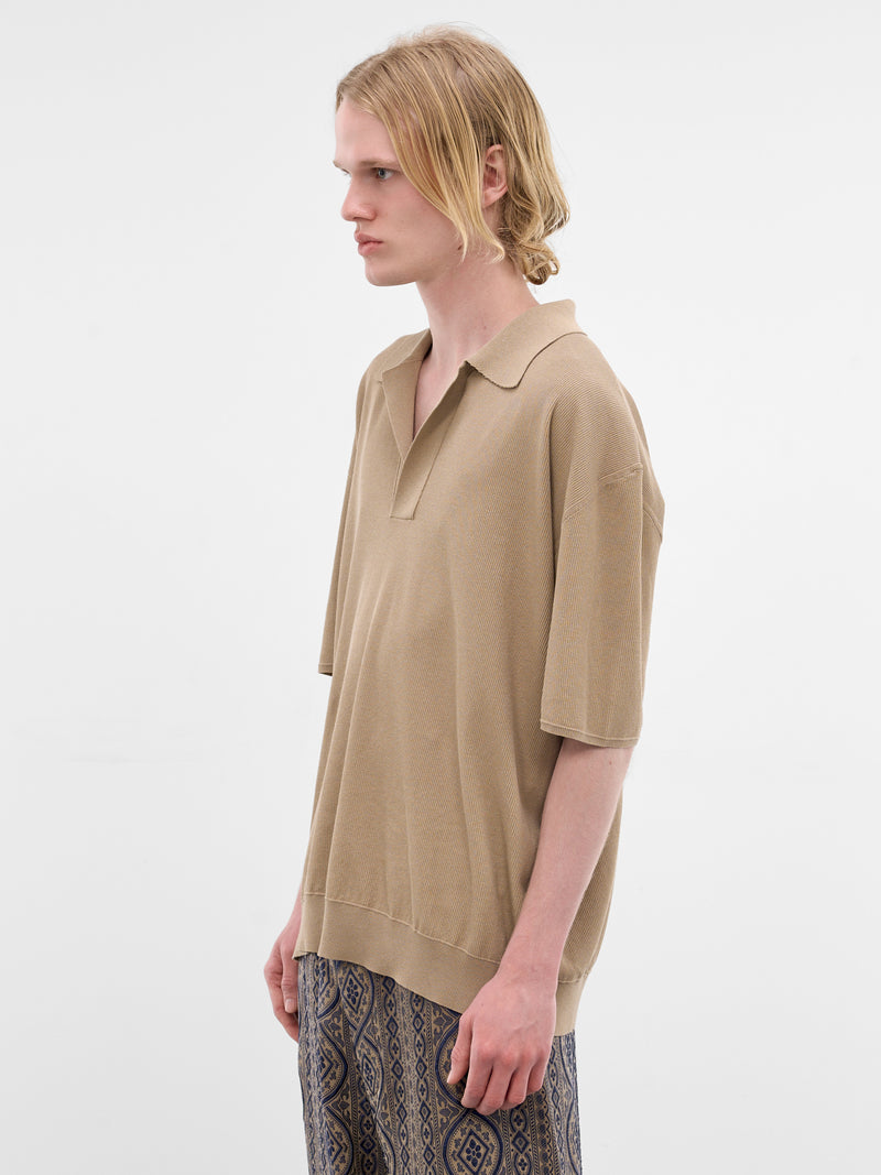 Tan Cotton-Silk Polo Shirt (UK7543-UW200-TAN)