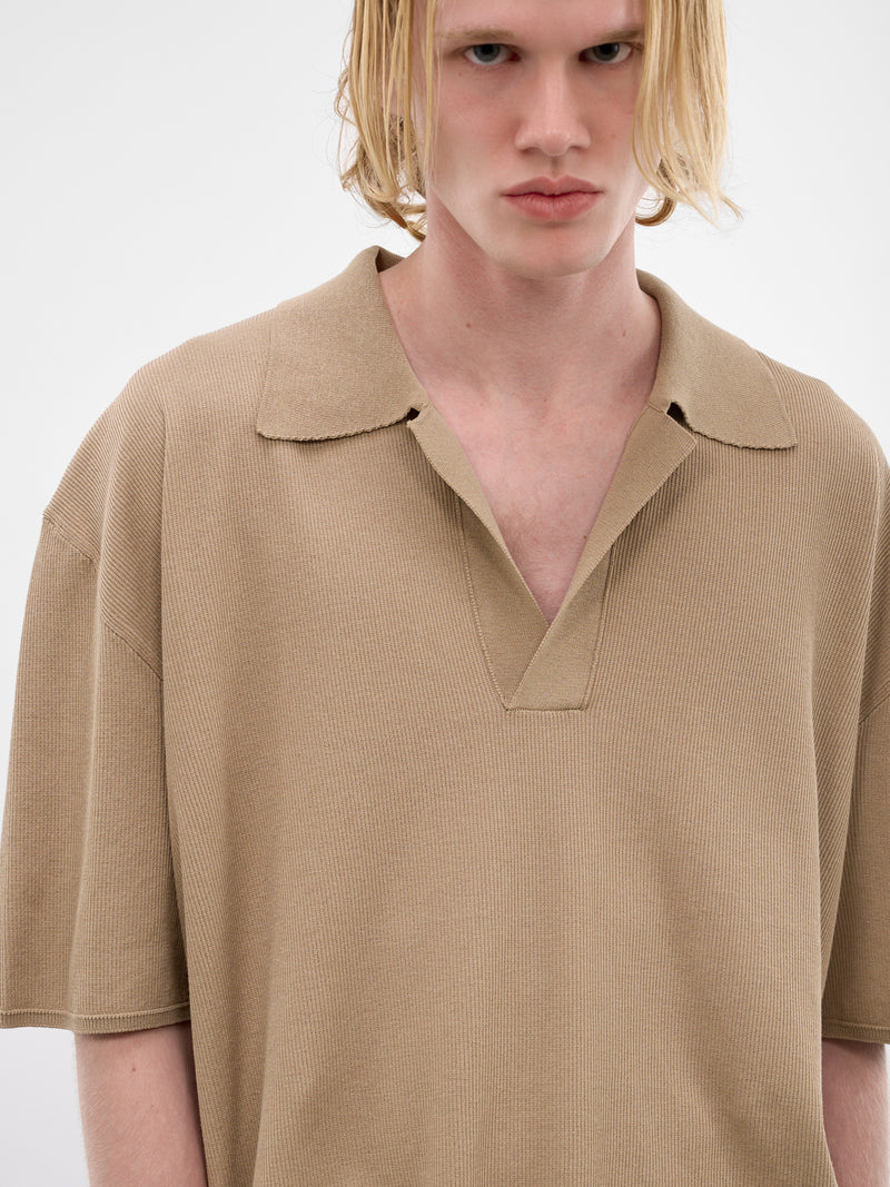 Tan Cotton-Silk Polo Shirt (UK7543-UW200-TAN)