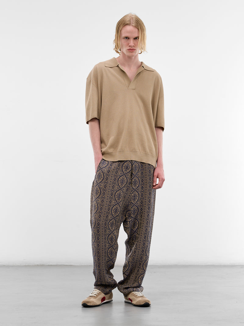 Blue Graphic Relaxed Perch Pants (UM3516-UW032-BLUE-TAN)