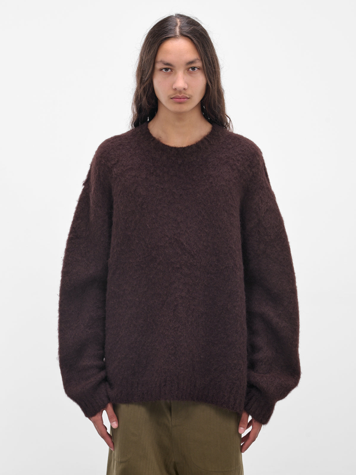Brown Alpaca-Wool Knit Sweater (UK7572-UW690-DARK-BROWN)