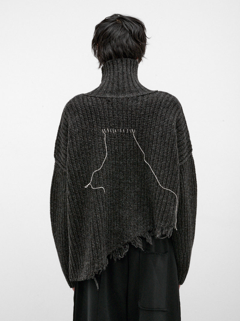 Graphite Distressed Wool Turtleneck Sweater (UK81F26-GRAPHITE)