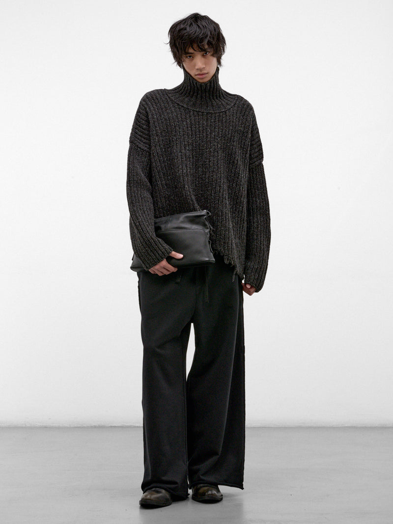 Graphite Distressed Wool Turtleneck Sweater (UK81F26-GRAPHITE)