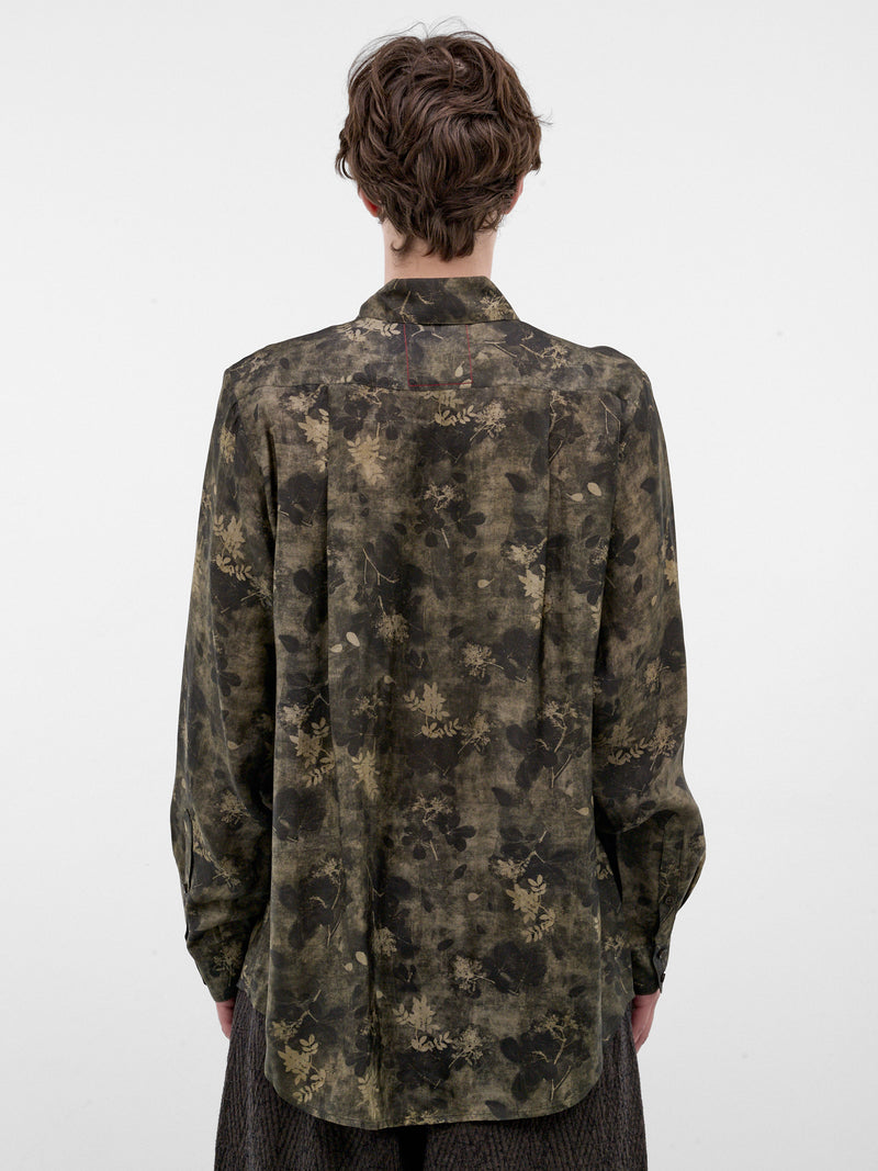 Green Floral Print Fluid Shirt (UM1501-GREEN-GREY)
