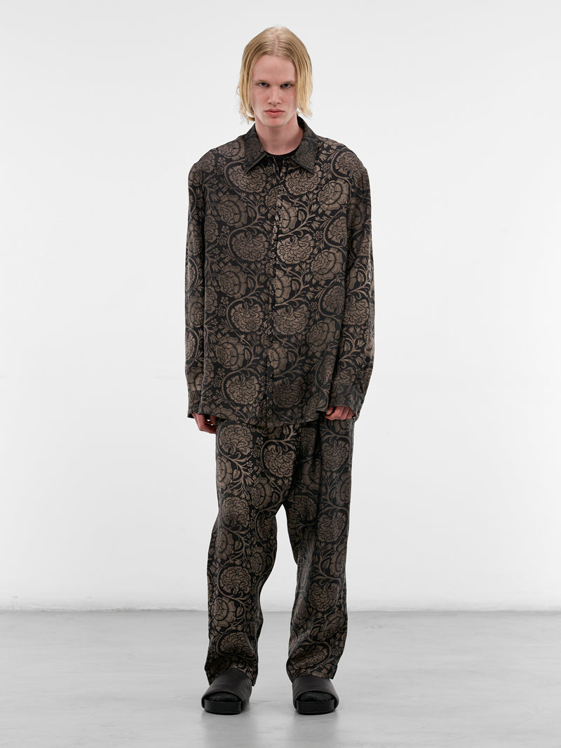 Black Graphic Relaxed Perch Pants (UM3517-UW092-BLACK-TAN)