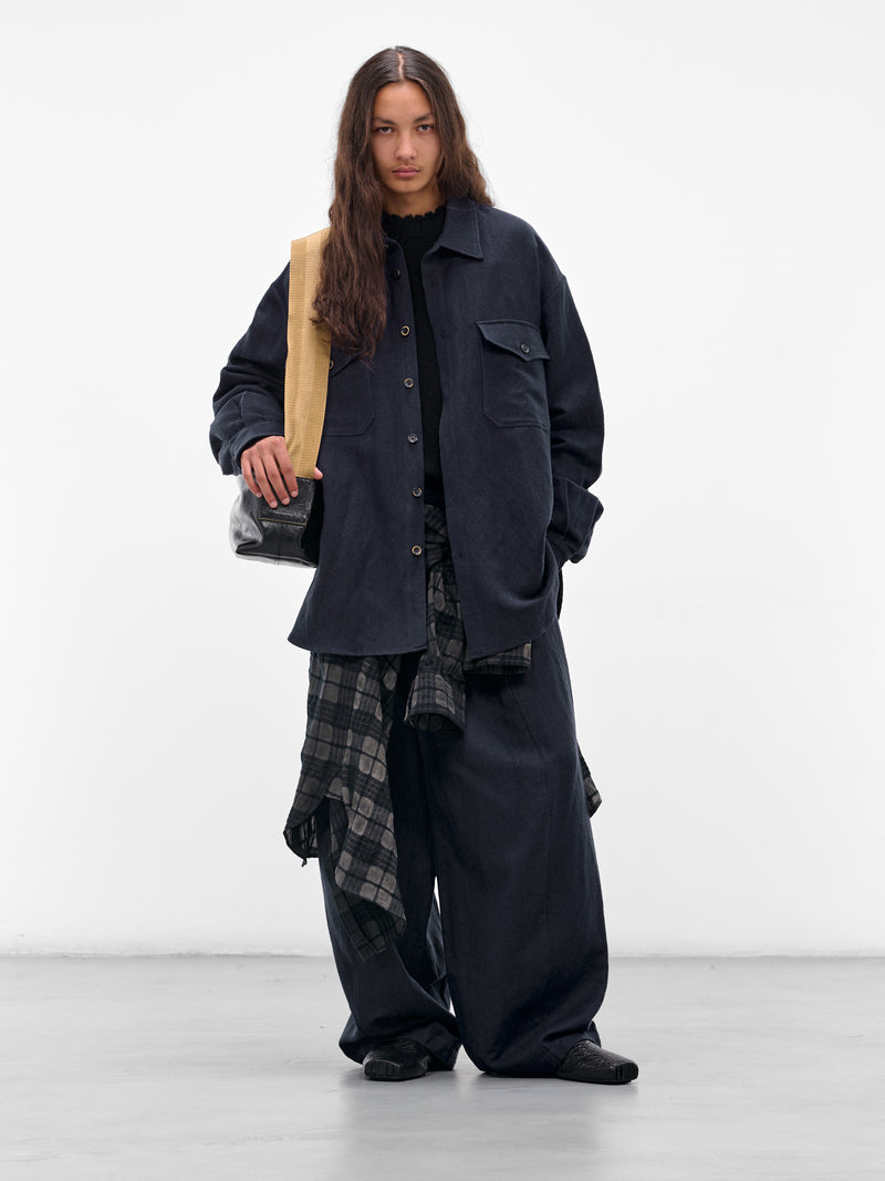 Navy Paw Wide Tailored Trousers (UM3502-UW309-DARK-BLUE)