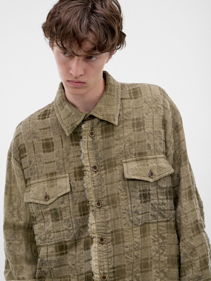 Green Plaid Wool Overshirt (UM1508-LIGHT-GREEN)