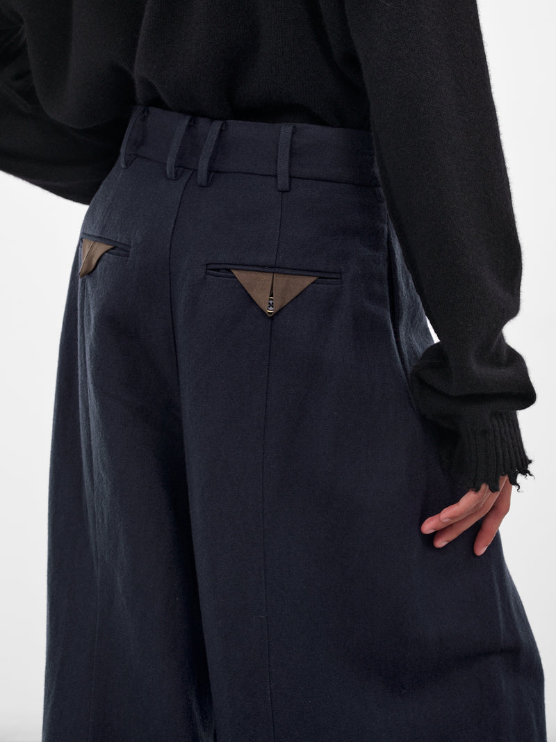Navy Paw Wide Tailored Trousers (UM3502-UW309-DARK-BLUE)