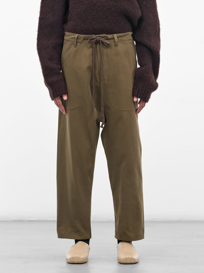 Green Perch Drawstring Trousers (UM3510-UW480-ARMY-GREEN)