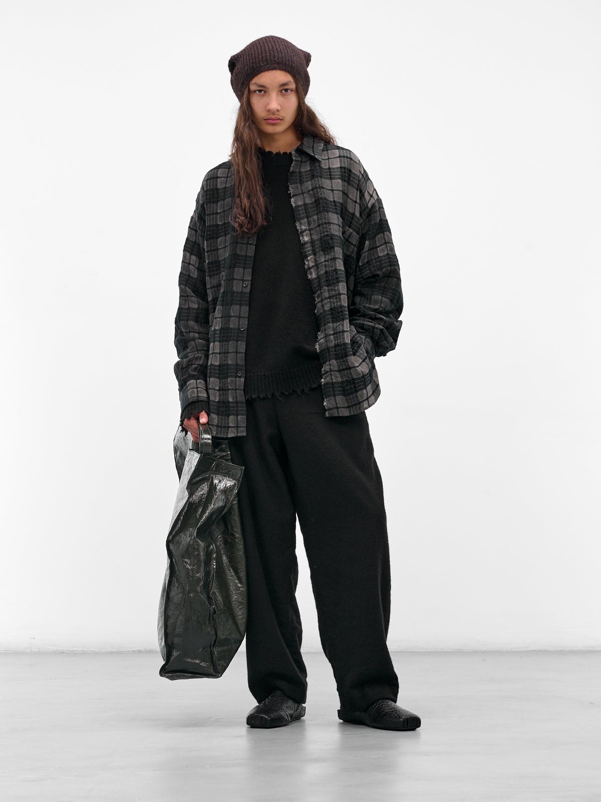 Black Coated Canvas Shopping Bag (UB0065-UW490-DARK-GREEN)