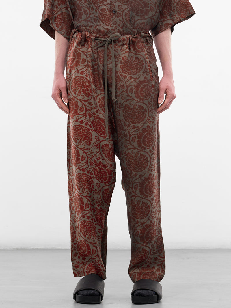 Red Floral Relaxed Perch Pants (UM3517-UW087-GREY-RED)
