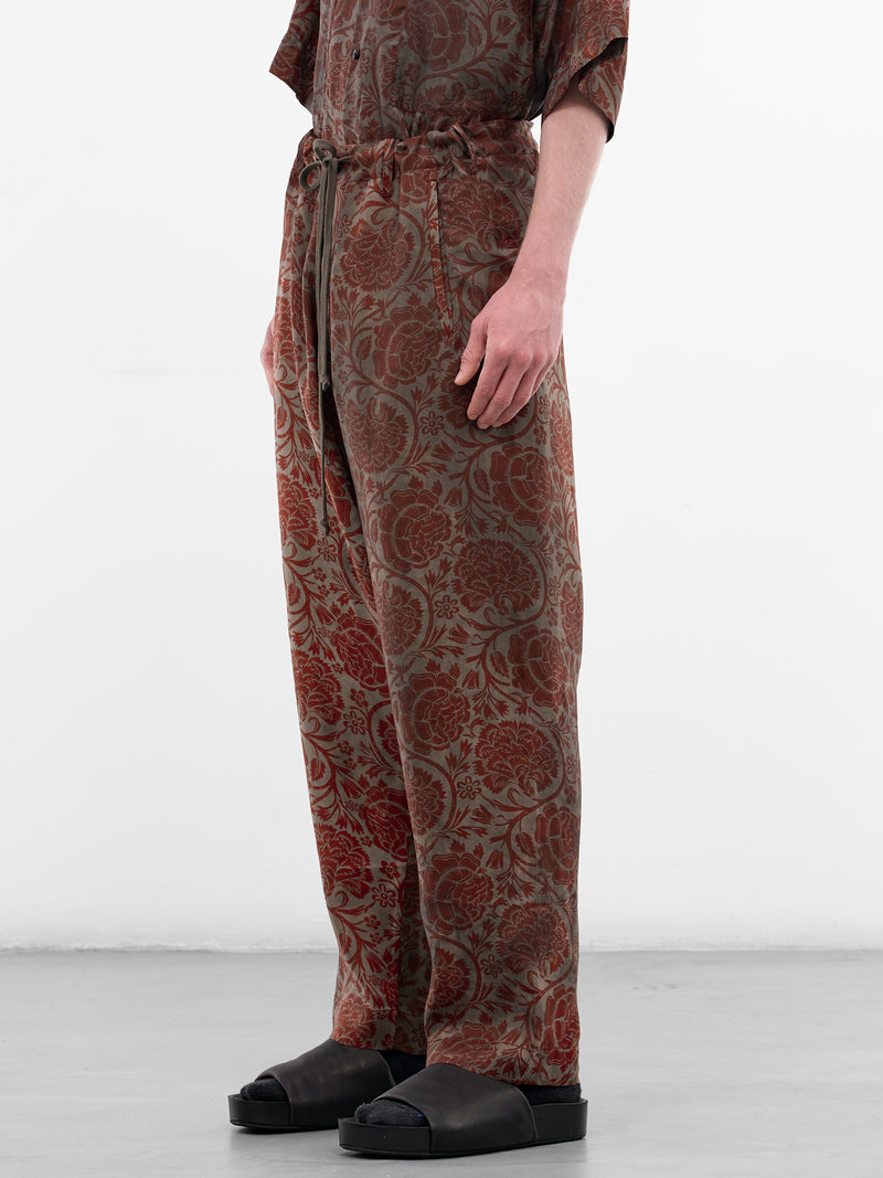 Red Floral Relaxed Perch Pants (UM3517-UW087-GREY-RED)