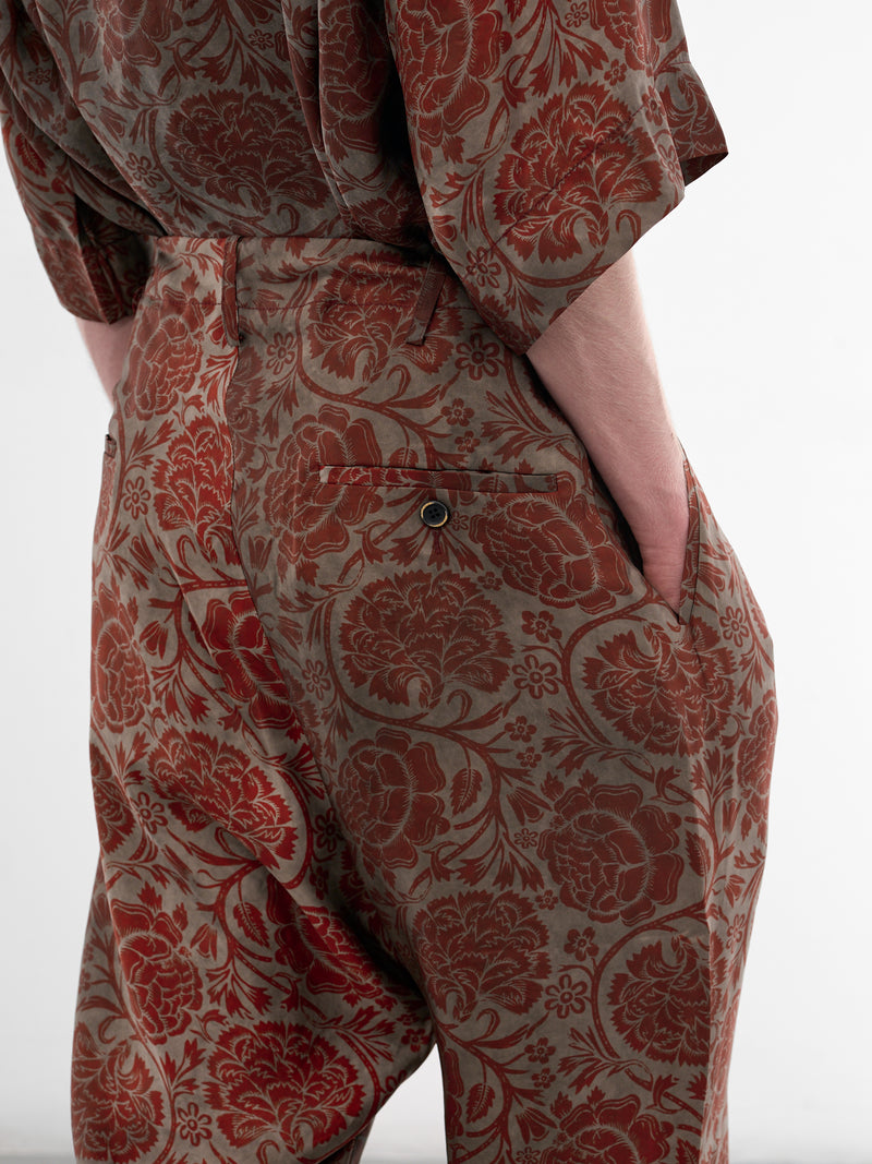 Red Floral Relaxed Perch Pants (UM3517-UW087-GREY-RED)