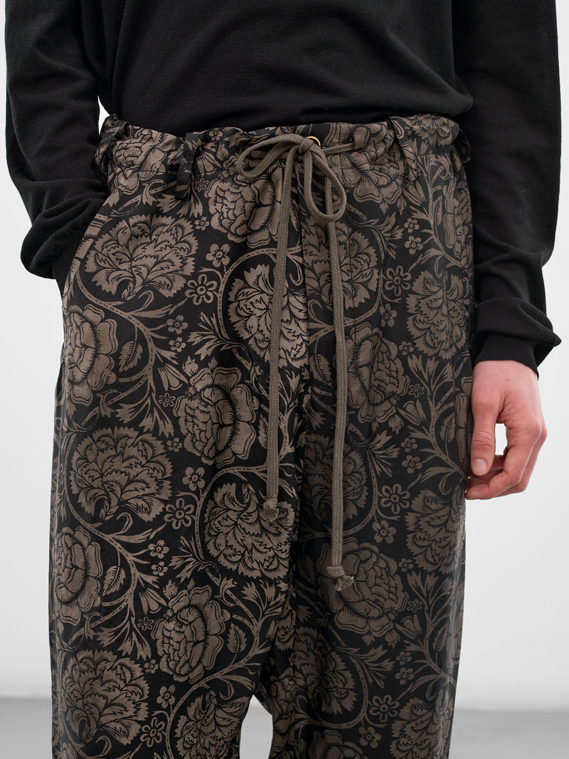 Black Graphic Relaxed Perch Pants (UM3517-UW092-BLACK-TAN)