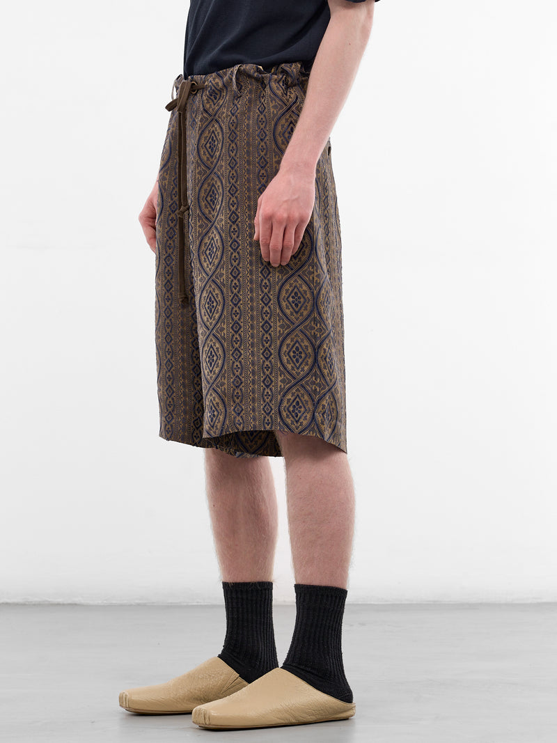 Blue Graphic Relaxed Pallor Shorts (UM3521-UW032-BLUE-TAN)