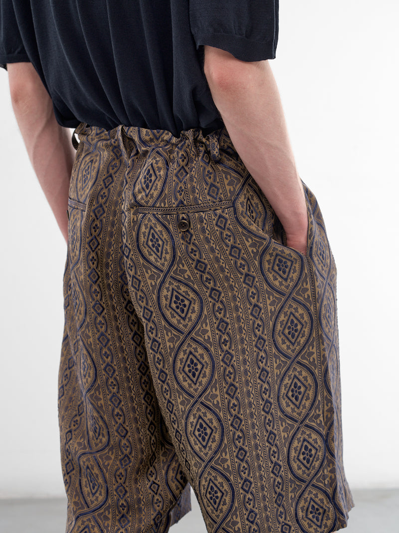 Blue Graphic Relaxed Pallor Shorts (UM3521-UW032-BLUE-TAN)