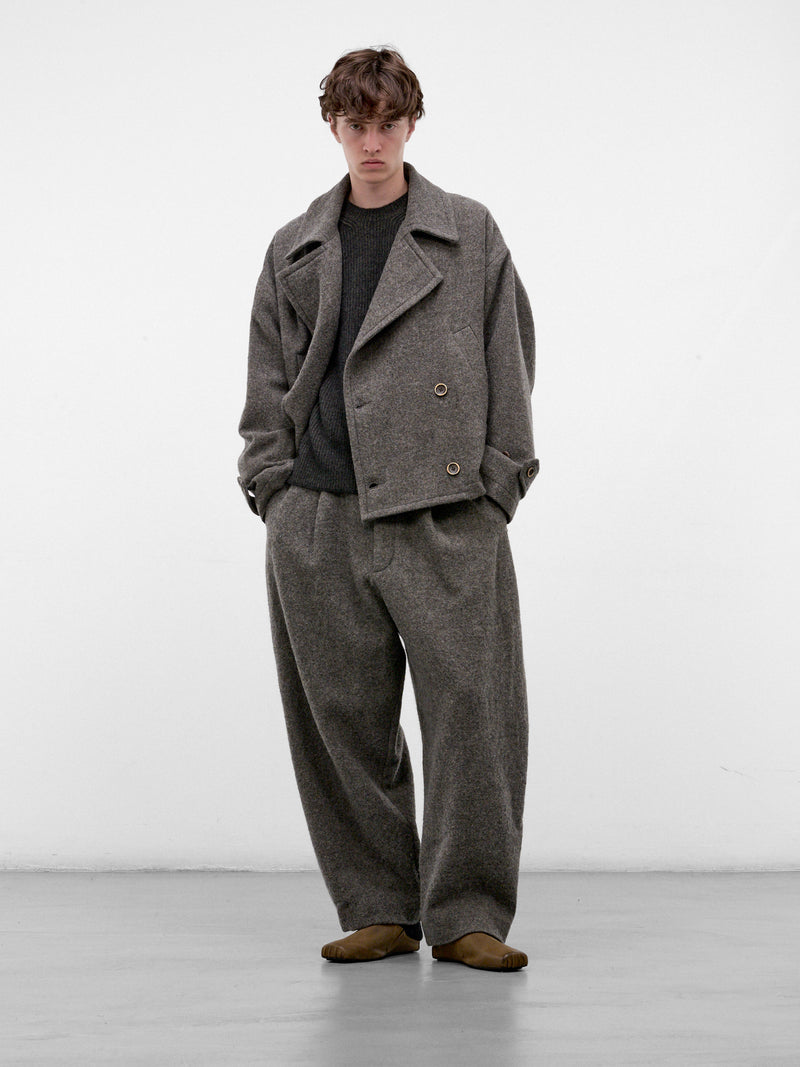 Gray Pleated Wide Leg Trousers (UM3521-GREY)