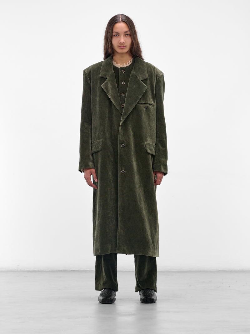 Green Velvet 'Celia' Coat (UM8511-UW490-DARK-GREEN)