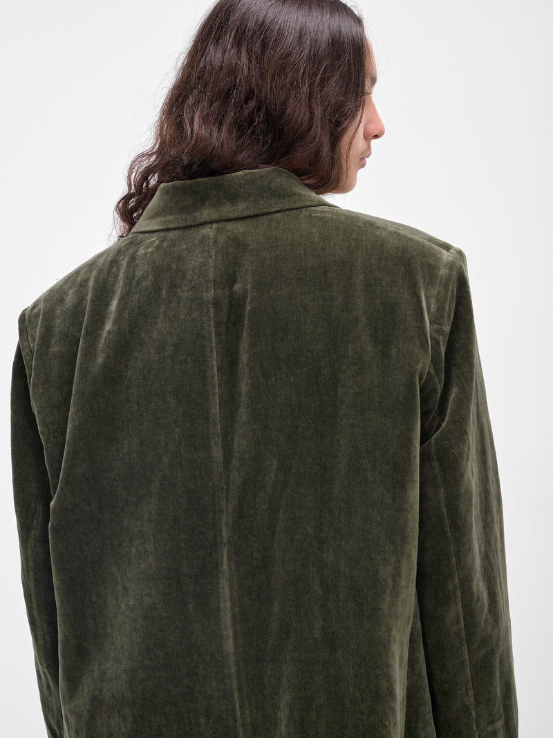 Green Velvet 'Celia' Coat (UM8511-UW490-DARK-GREEN)