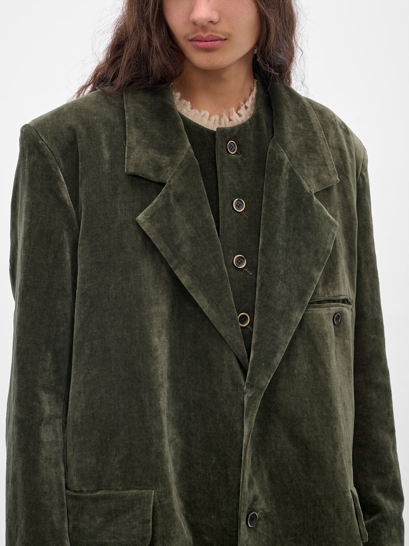 Green Velvet 'Celia' Coat (UM8511-UW490-DARK-GREEN)